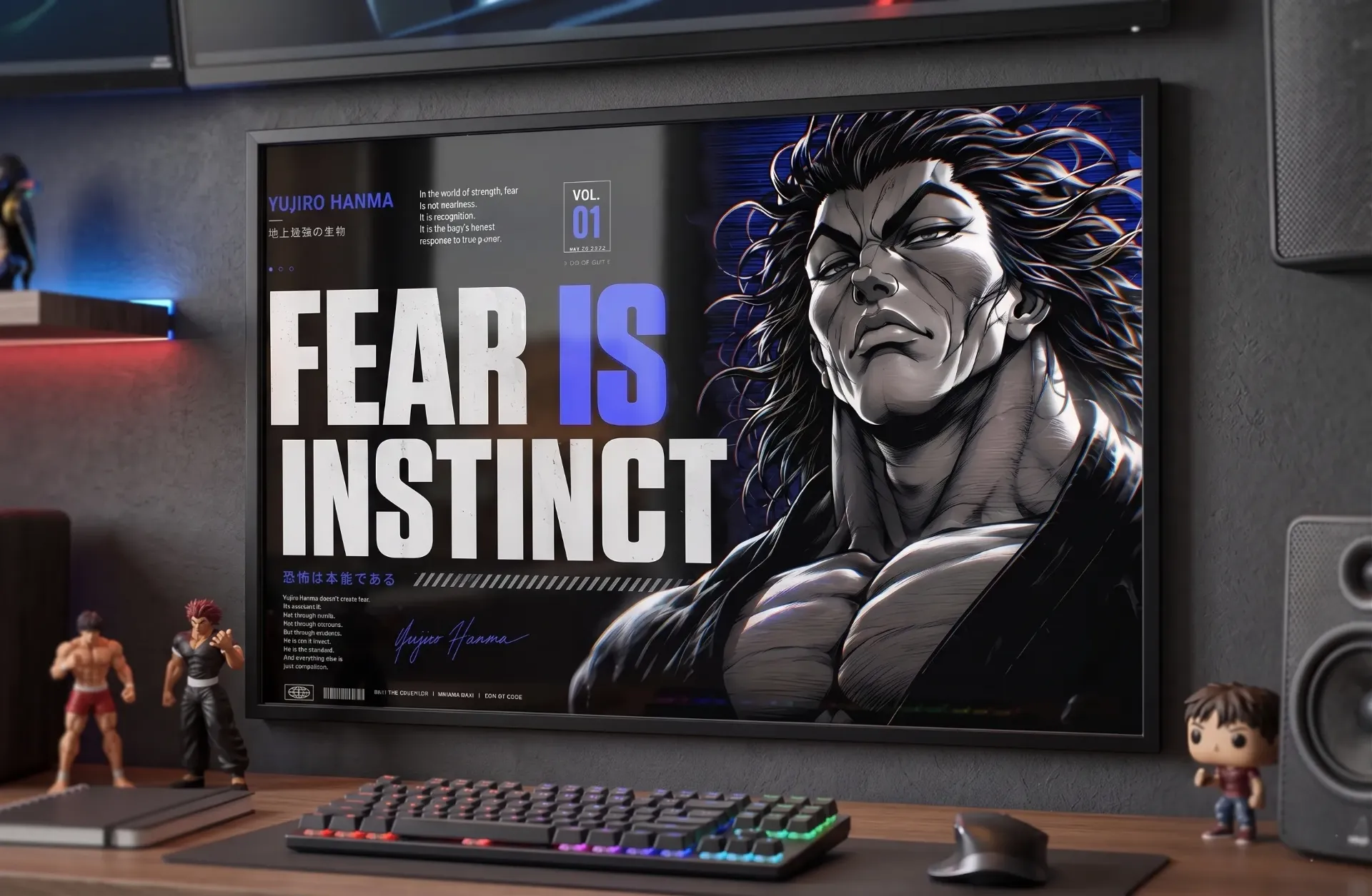 Yujiro Hanma 'Fear Is Instinct' Poster | Baki The Ogre Motivational Anime Wall Art