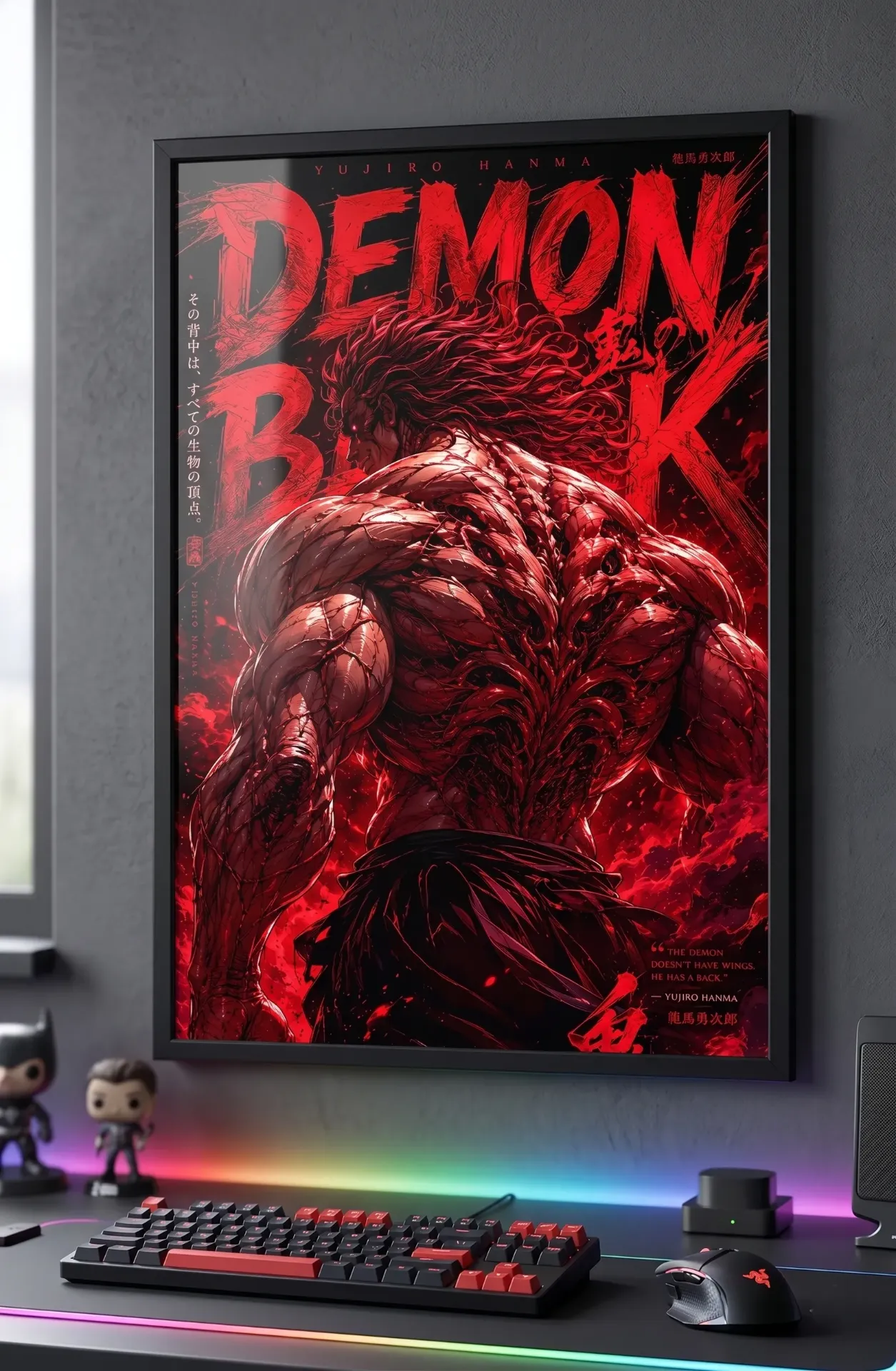 Yujiro Hanma 'Demon Back' Framed Poster | Baki The Ogre Anime Wall Art for Gym (A4 size)