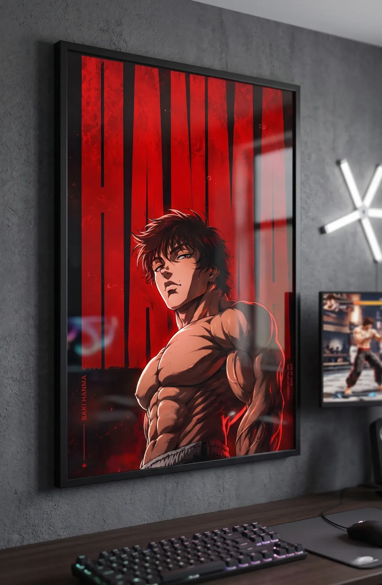 Baki Hanma 'HANMA' Typographic Poster | Red Black Anime Framed Wall Art