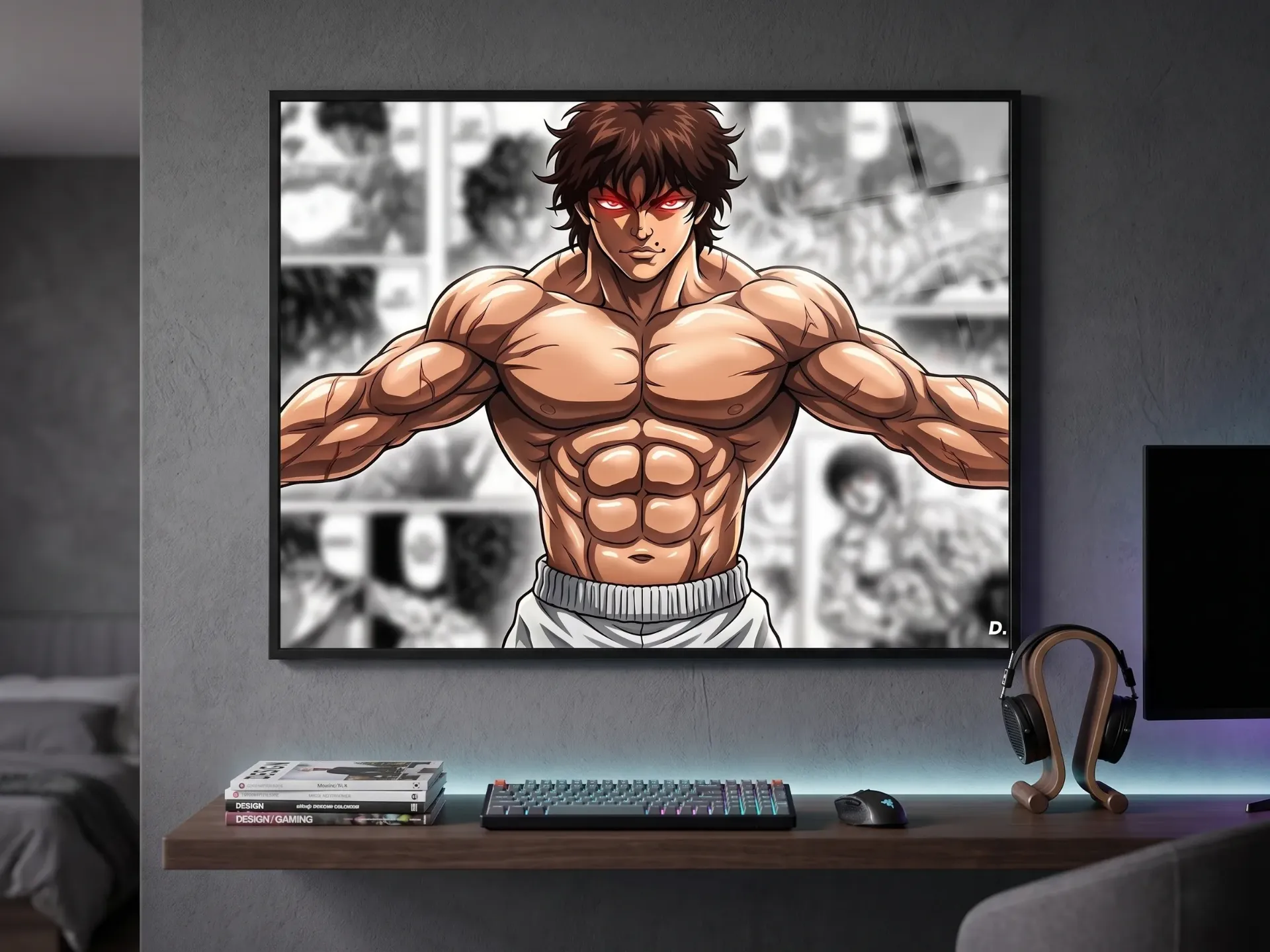 Baki Hanma 'Demon Mode' Framed Poster | Red Eyes Manga Panel Anime Wall Art