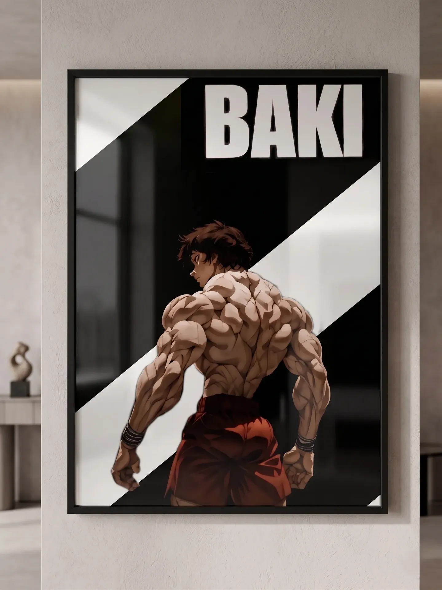 BAKI - Back Muscles Anime Framed Poster | Baki Hanma Minimalist Wall Art for Gym