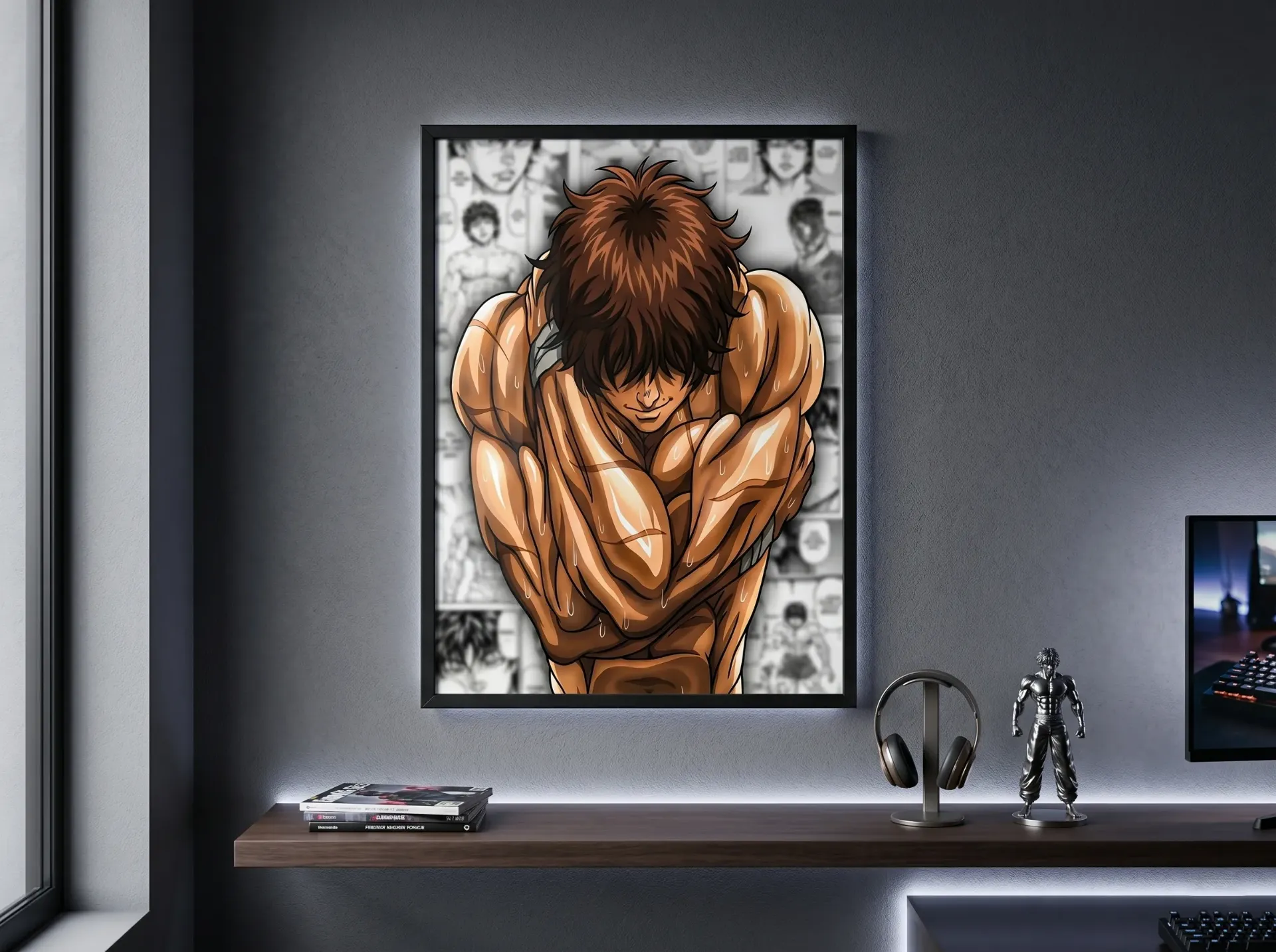 Baki Hanma 'Locked In' Framed Poster | Manga Panel Anime Wall Art for Gaming Setup