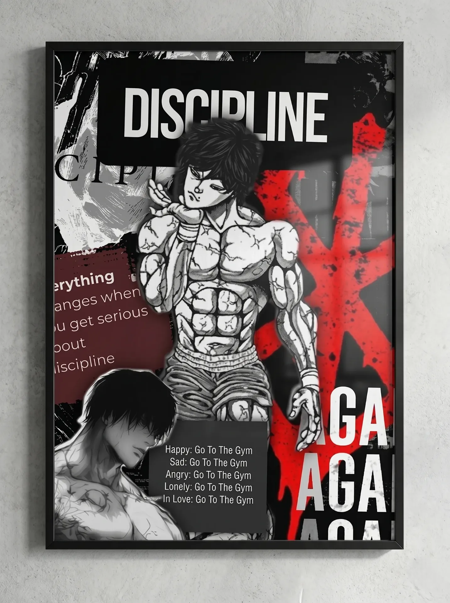 Baki Hanma 'DISCIPLINE' Gym Poster | Go To The Gym Motivational Anime Wall Art