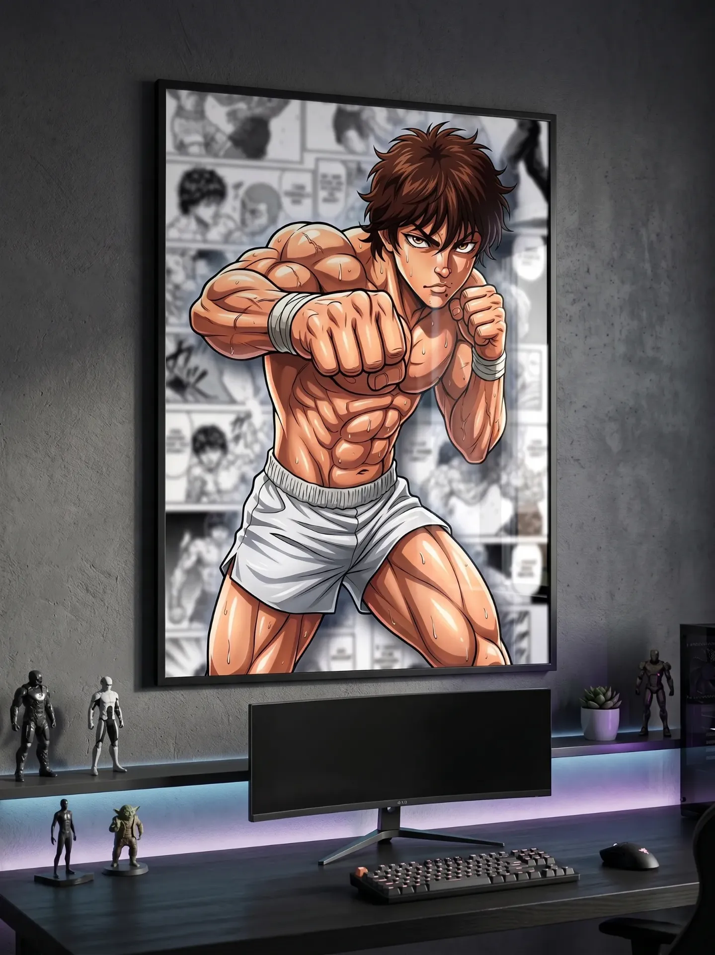 Baki Hanma 'Fighter Stance' Manga Panel Poster | Classic Anime Wall Art for Gaming Setup