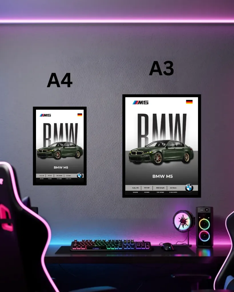 BMW M5 CS Framed Poster – 717HP Super Sedan Spec Print | A3 A4 Wall Art
