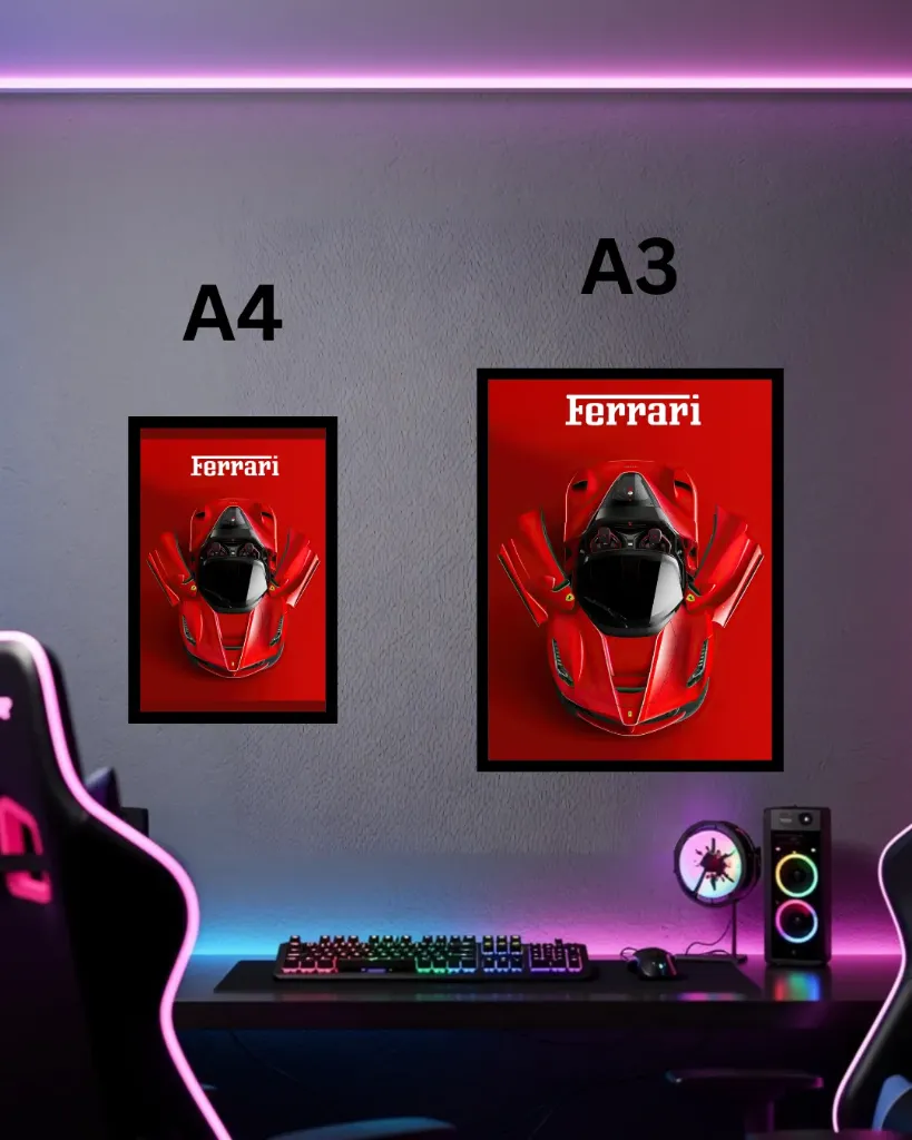 LaFerrari Aperta Framed Print – Red Minimalist Ferrari Poster for Gaming Room