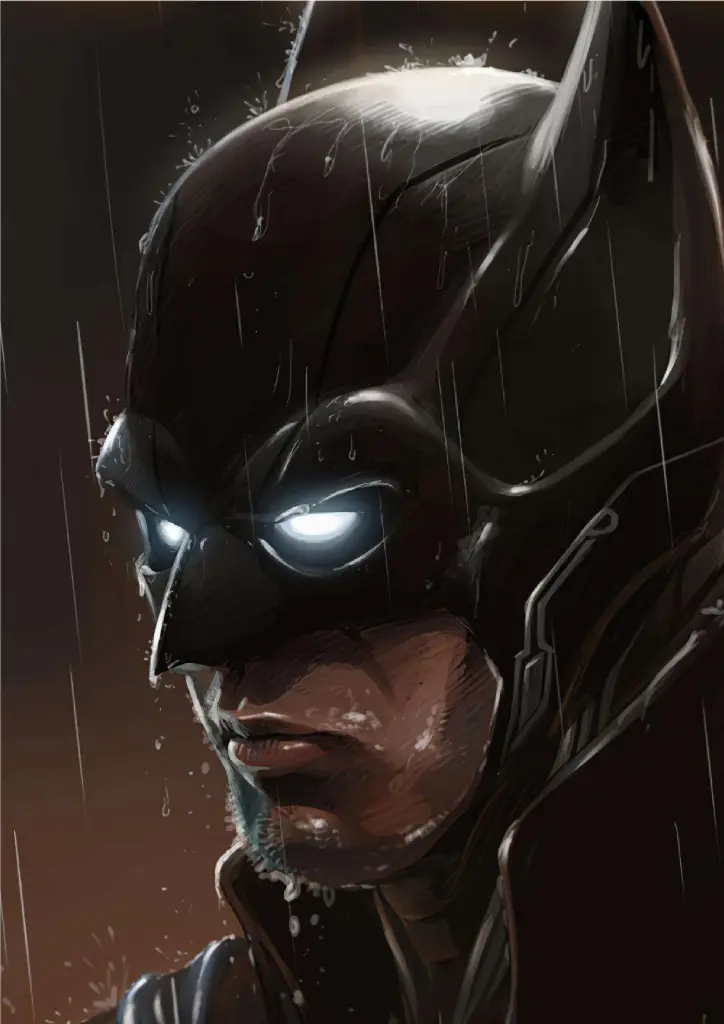 Batman-Silent Guardian in the Rain A4 Size Metal Poster