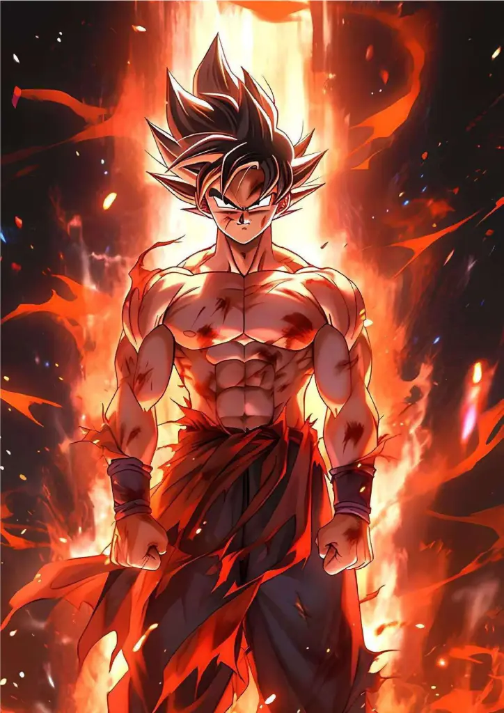 Unyielding Spirit: Goku A4 Size Metal Poster