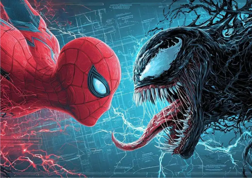 Spiderman VS Venom- A4 Size Metal Poster Landscape