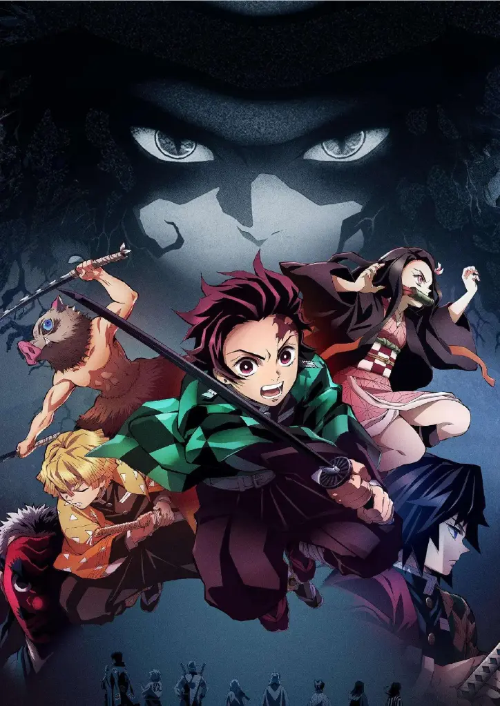 Tanjiro Kamado, Nezuko Kamado, Zenitsu Agatsuma, and Inosuke Hashibira-Demon Slayer: Kimetsu no Yaiba A4 Size Metal Poster
