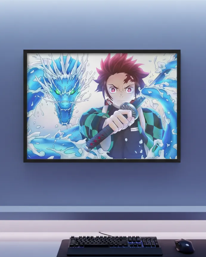 Demon Slayer Tanjiro Kamado Water Breathing Dragon Art Print (A4 size)