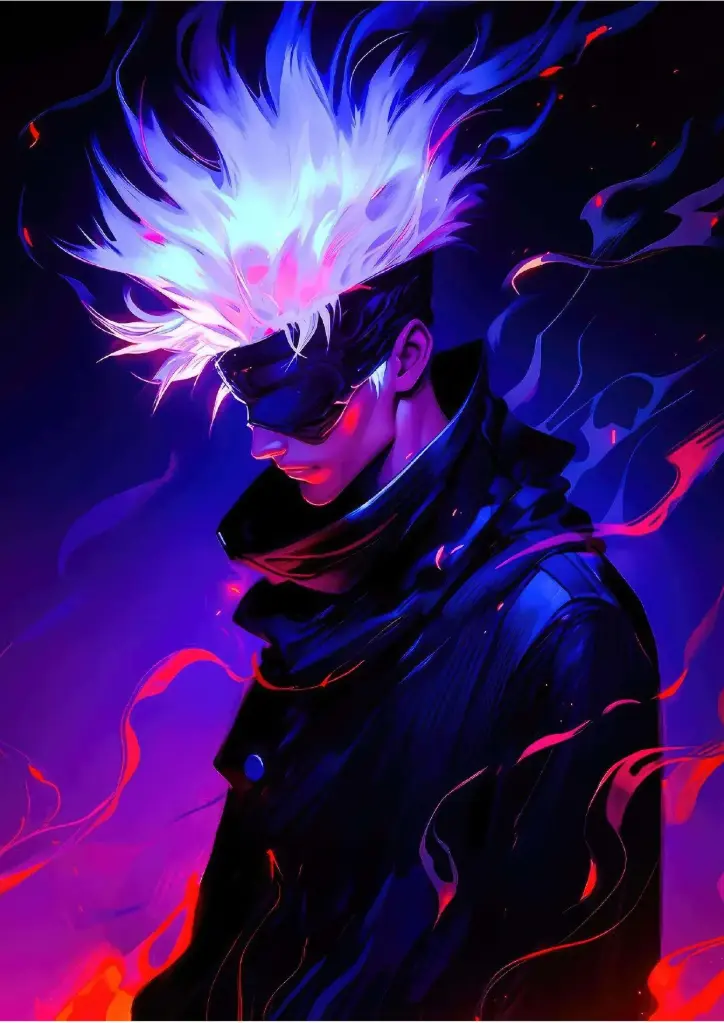 Blue Glare, Black Night- Saturo Gojo A4 Size Metal Poster