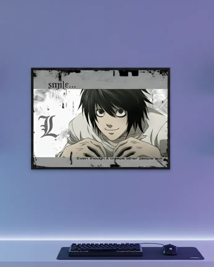 Death Note L "Smile..." Iconic Quote Art Print