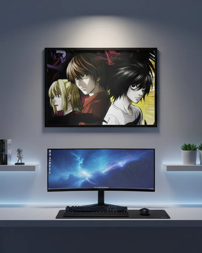Death Note Misa, Light & L Character Ensemble Art Print