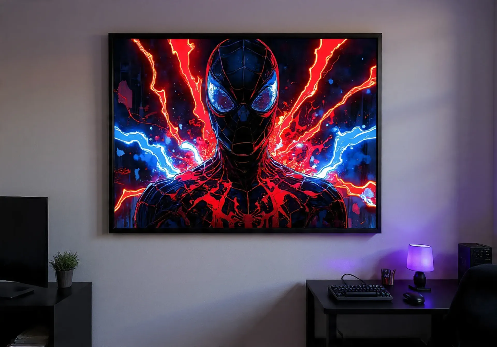 Spider-Verse Glow: Red and Blue Power