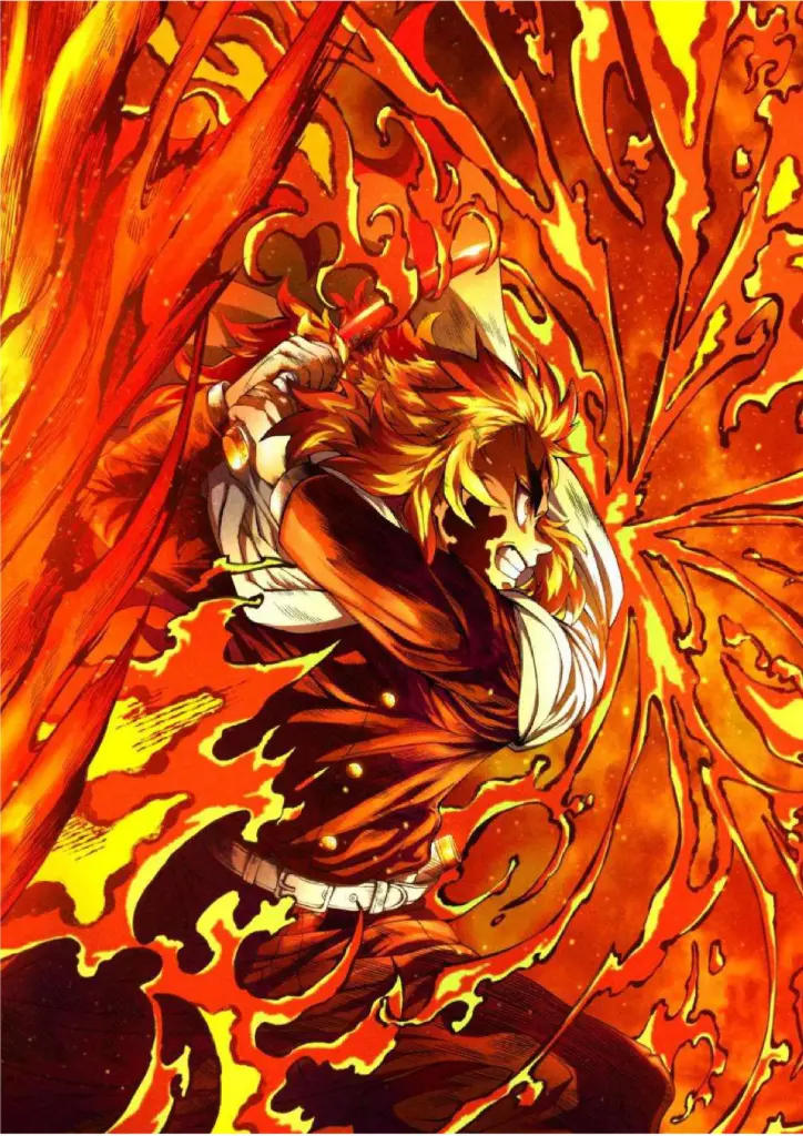Kyojuro Rengoku, Demon Slayer (Flame Breathing Attack) A4 Size Metal Poster 