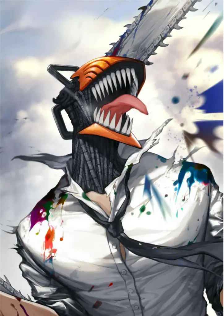 Chainsaw Man, Chainsaw Man (Bloody City Battle) A4 Size Metal Poster 