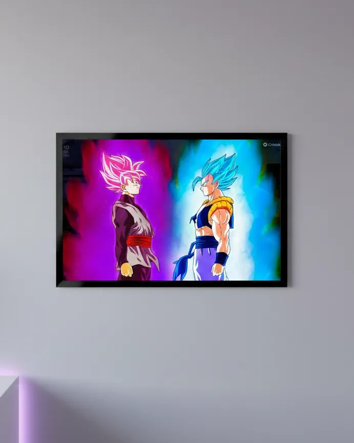 Clash of the Gods: Rose vs. Blue Framed Art (A4 size)