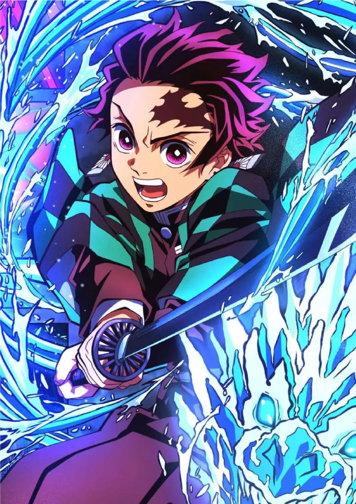 Tanjiro Kamado, Demon Slayer (Water Breathing Attack) A4 Size Metal Poster