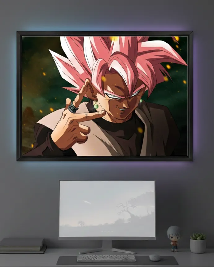 Goku Black: Super Saiyan Rosé Framed Art (A4 size)