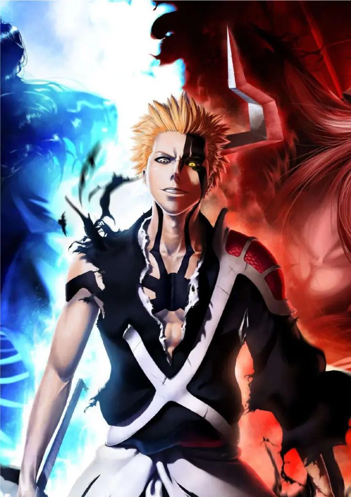 Ichigo Kurosaki, Bleach (Dual Forms — Quincy and Hollow) A4 Size Metal Poster 