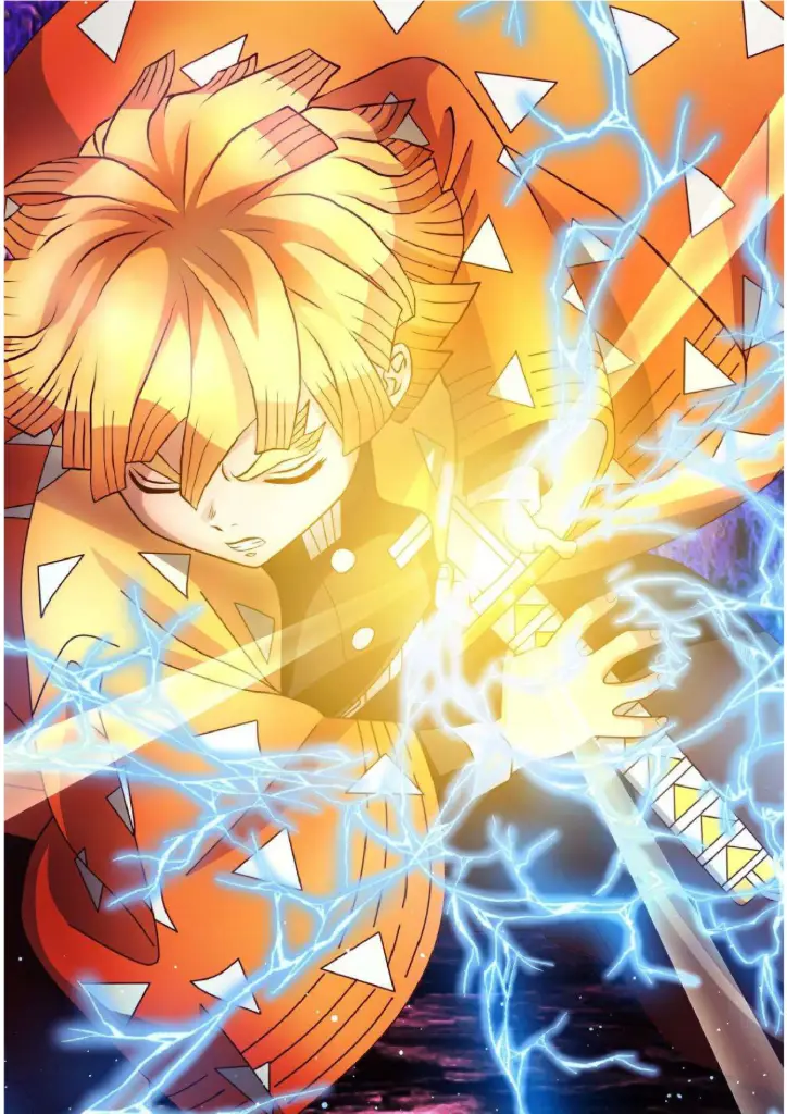 Zenitsu Agatsuma, Demon Slayer (Thunder Breathing First Form) A4 Size Metal Poster 
