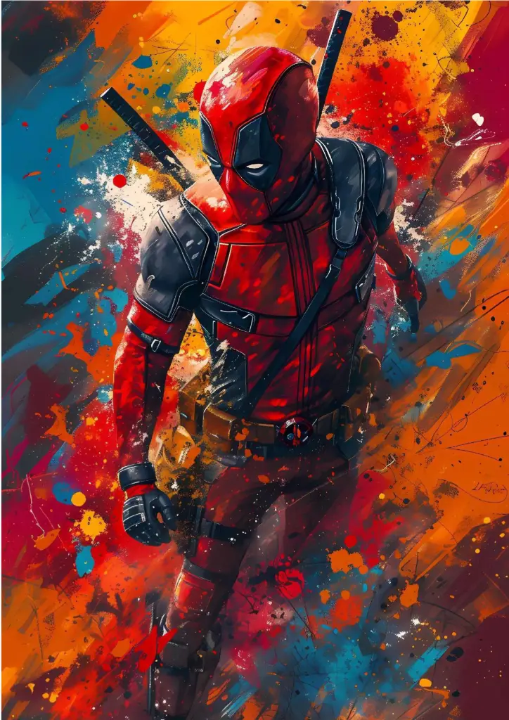 Deadpool, Marvel (Graffiti Splash Art) A4 Size Metal Poster 