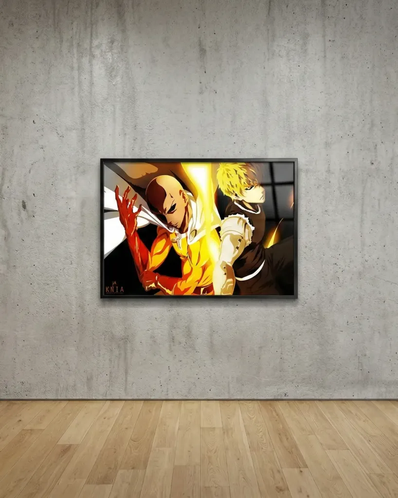 Saitama Genos Duo One-Punch Man Heroes Dynamic Duo Print Heroic Stance Art Saitama & Genos (A4 size)