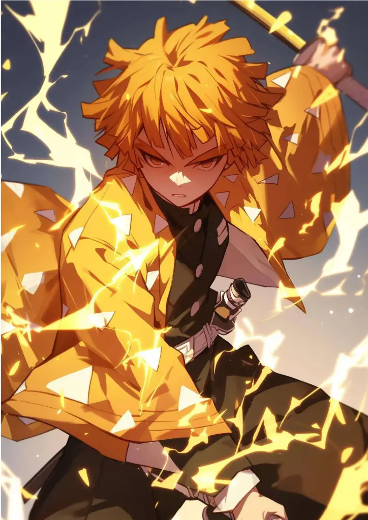 Zenitsu Agatsuma, Demon Slayer (Thunderclap and Flash) A4 Size Metal Poster 