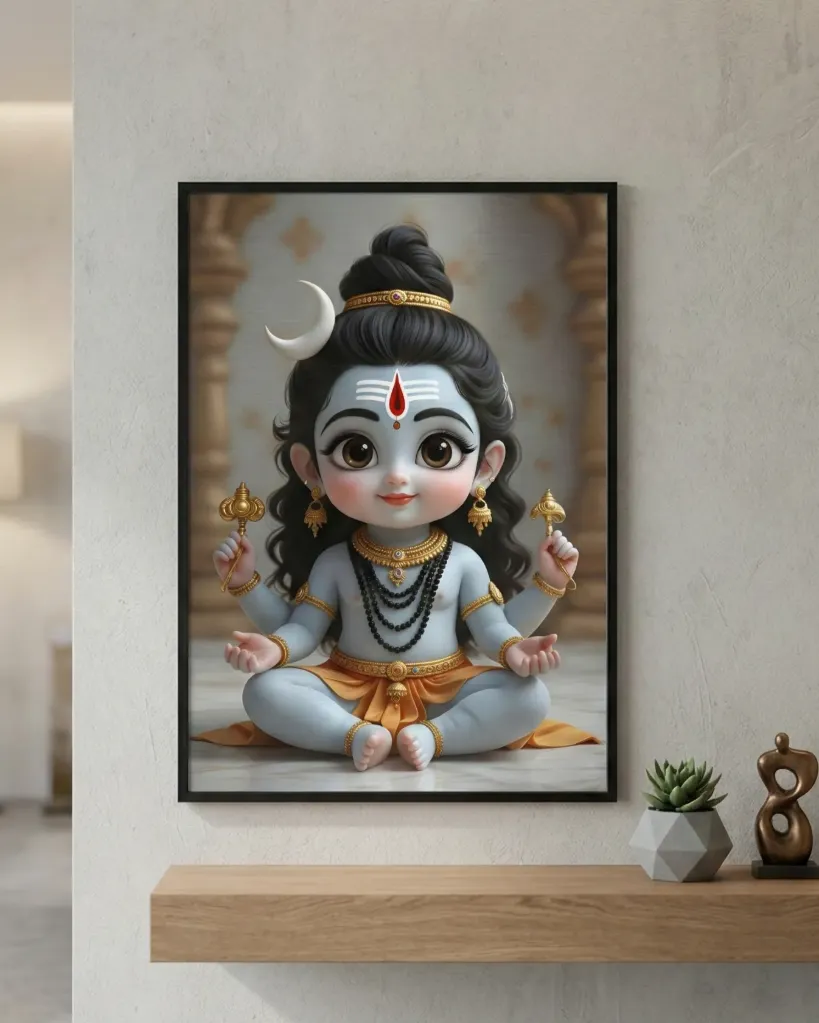 Baby Lord Shiva Metal Poster (A4 size)