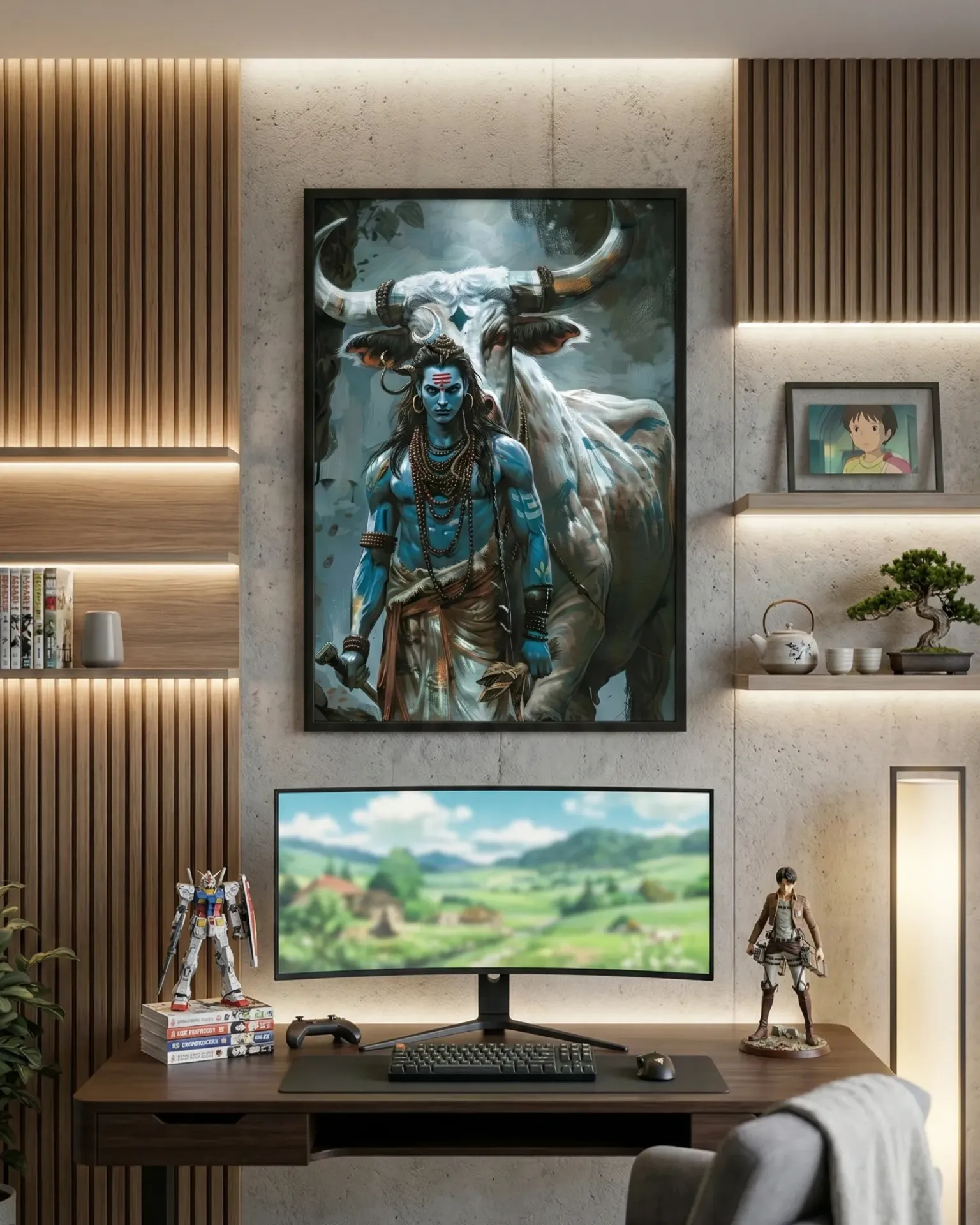 Shiva and Sacred Bull Nandi Poster (A4 size)