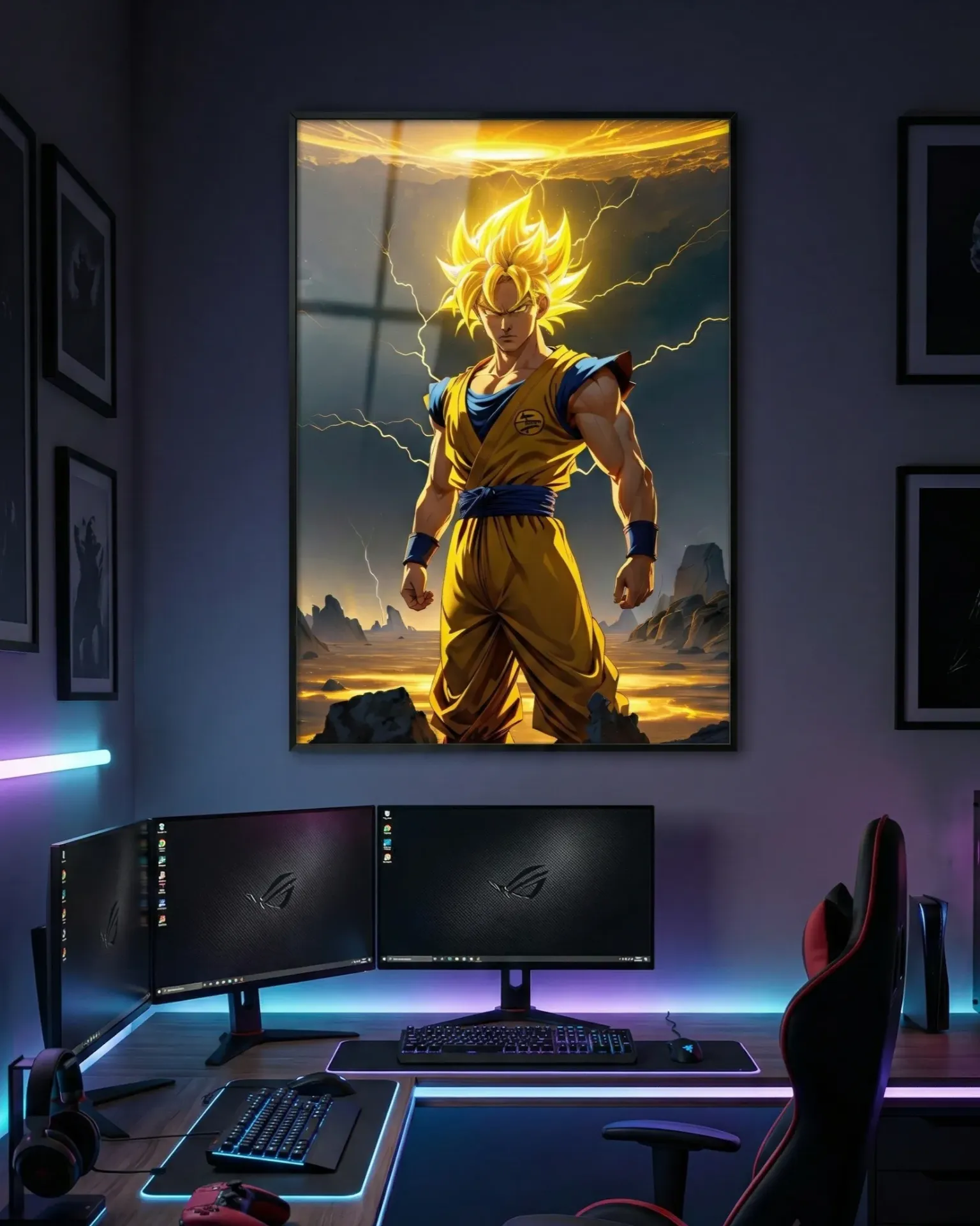Goku's Golden Power Burst Art Print