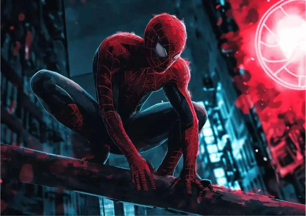 Spider-Man, Marvel (Neon City Wall-Crawling) A4 Size Metal Poster Landscape