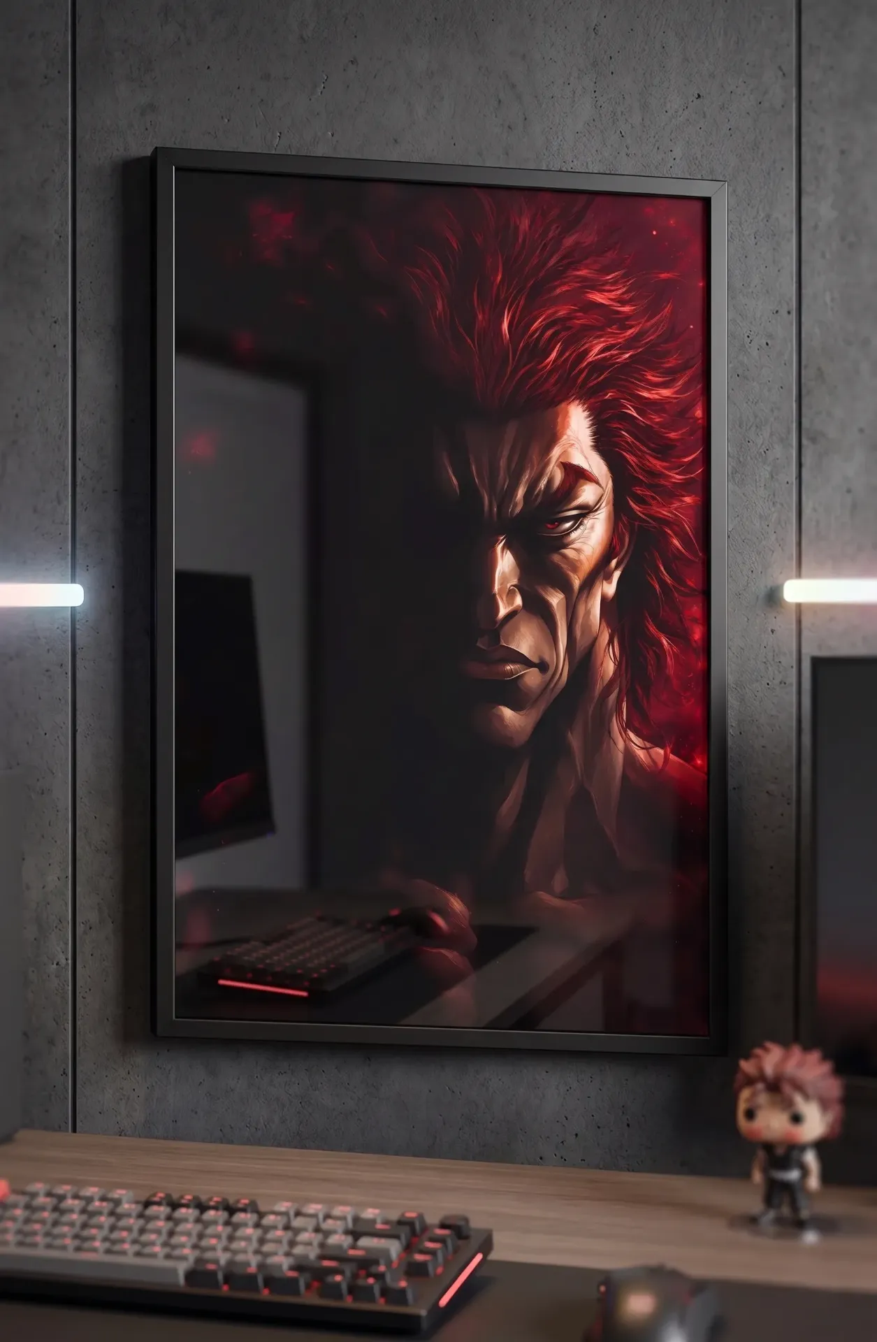 Yujiro Hanma - The Ogre Framed Poster | Baki Anime Red Aura Wall Art