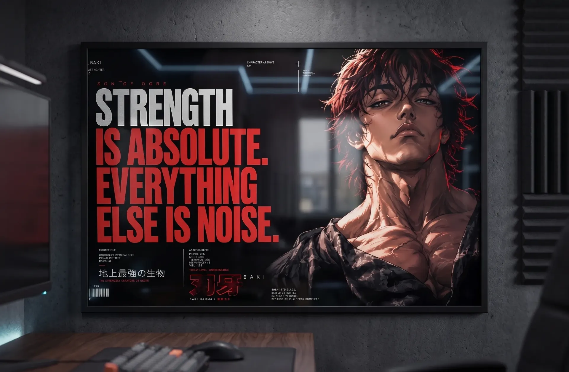 Baki Hanma - Strength Is Absolute | Son of Ogre Anime Framed Poster (A4 size)
