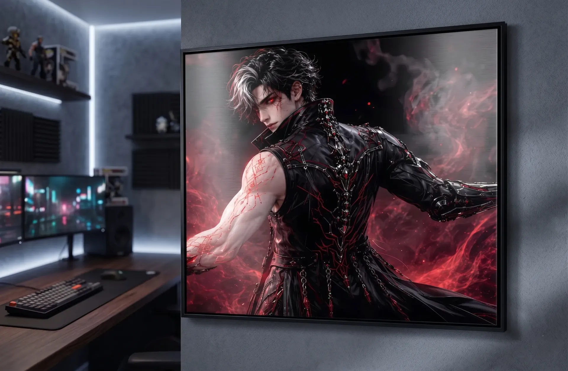 LETHAL - Crimson Overlord | Cyber Demon King Anime Framed Poster