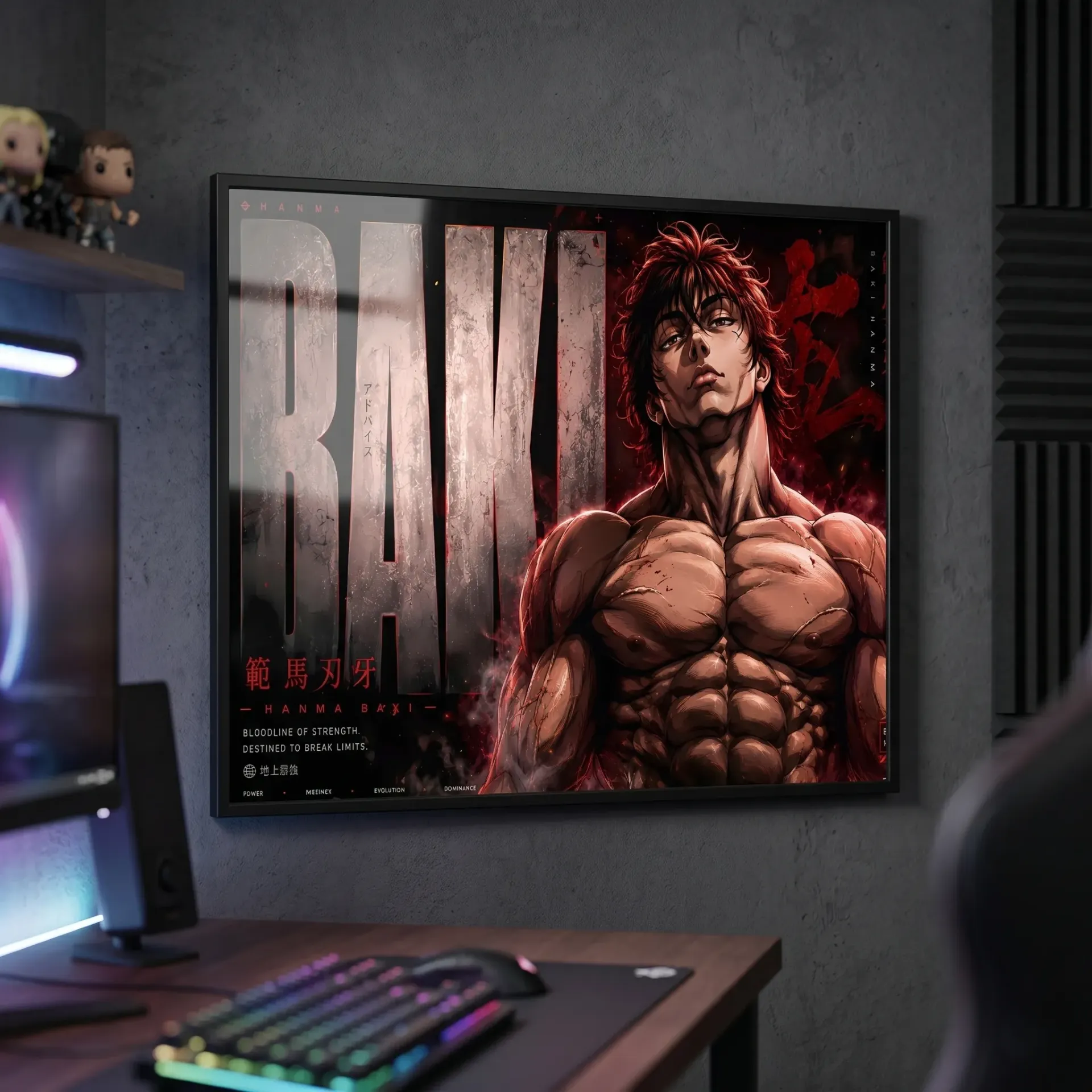 Baki Hanma 'Bloodline of Strength' Framed Poster | Baki Anime Motivational Wall Art