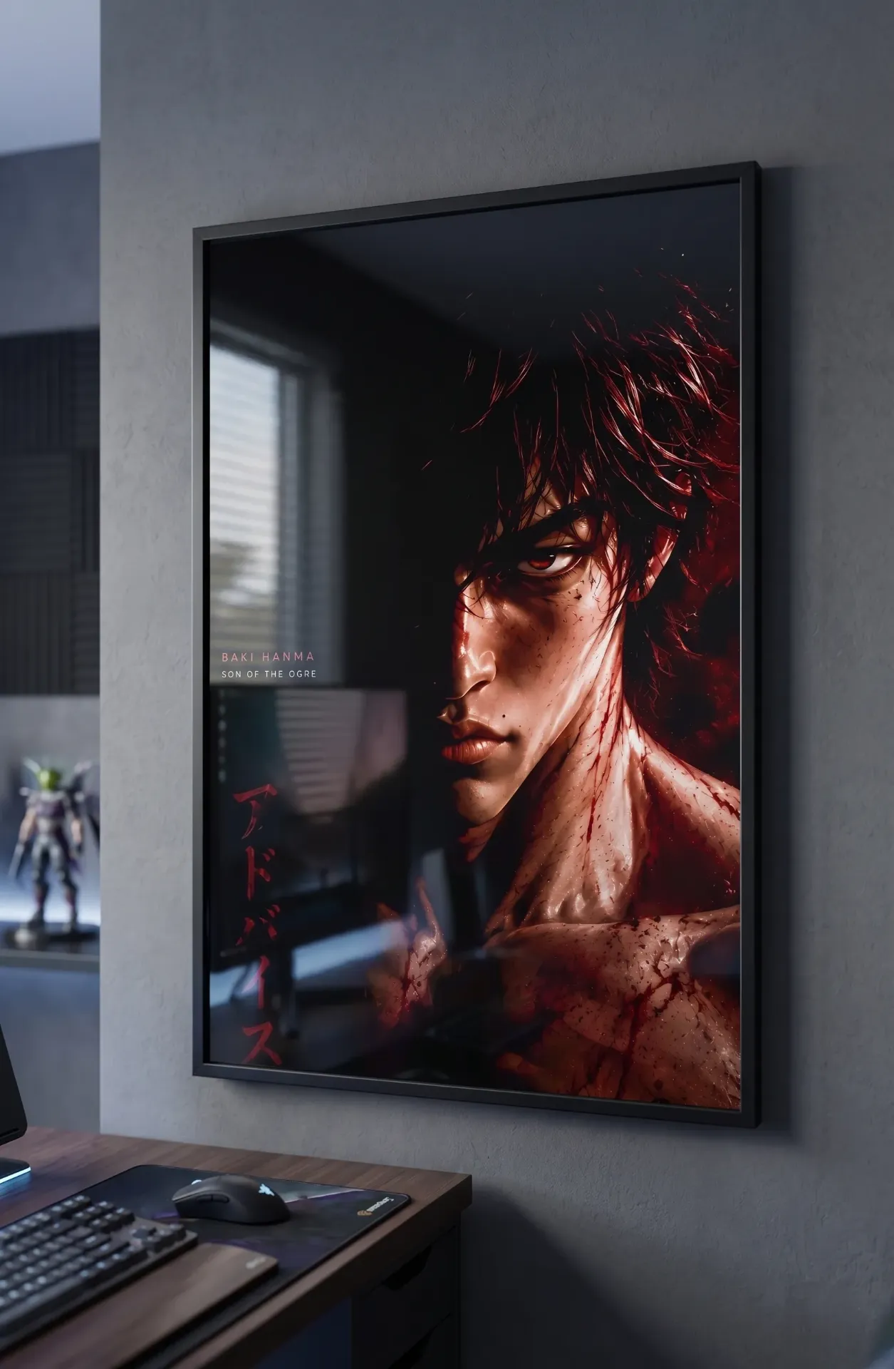 Baki Hanma 'Son of the Ogre' Portrait Poster | Dark Anime Framed Wall Art