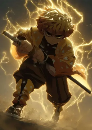 Thunderclap Rush: Zenitsu Unleashed A4 Size Metal Poster