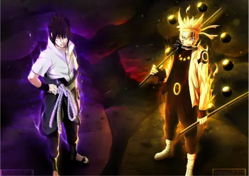 Naruto & Sasuke, Naruto Shippuden (Final Battle Mode) A4 Size Metal Poster Landscape