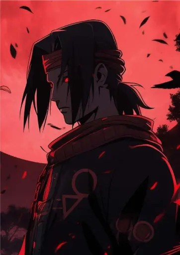 Itachi Uchiha, Naruto Shippuden (Red Moon Akatsuki) A4 Size Metal Poster 